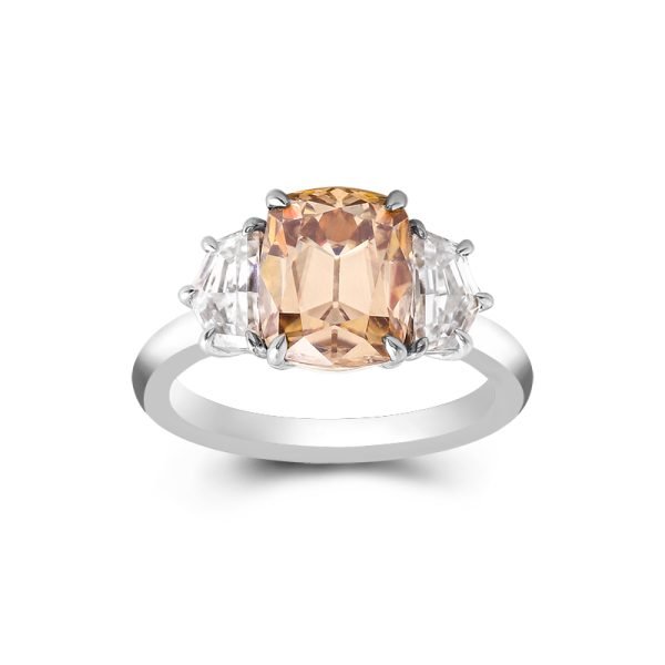 Champagne Cushion Moissanite ring with Cadillac Cut Moissanite Ring - Image 3