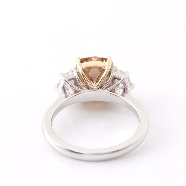 Champagne Cushion Moissanite ring with Cadillac Cut Moissanite Ring - Image 4