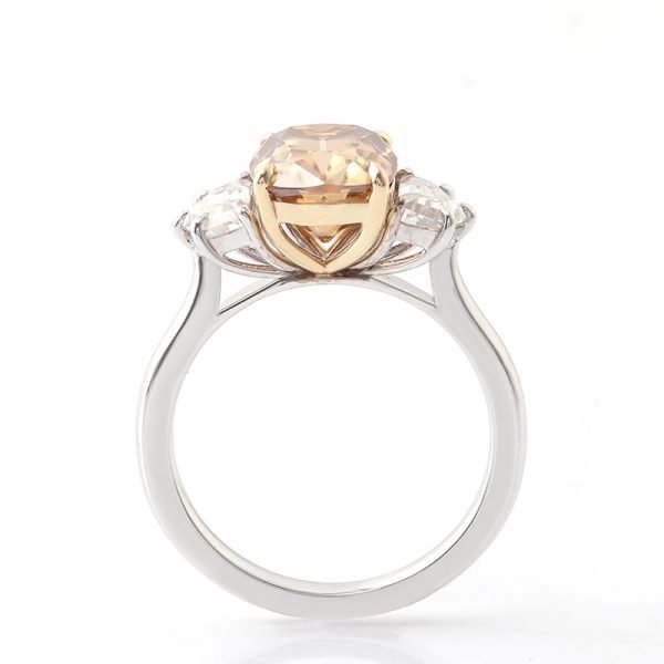 Champagne Cushion Moissanite ring with Cadillac Cut Moissanite Ring - Image 5